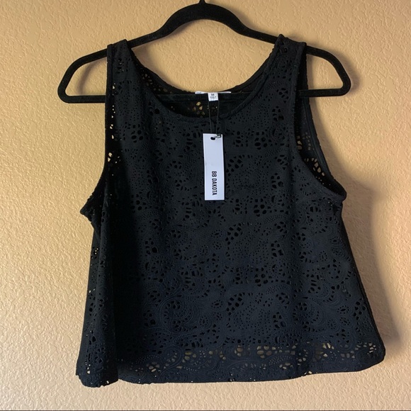 BB Dakota Women's Tasia Eyelet Faux Suede Black Top - Medium - New With Tags - Picture 9 of 11